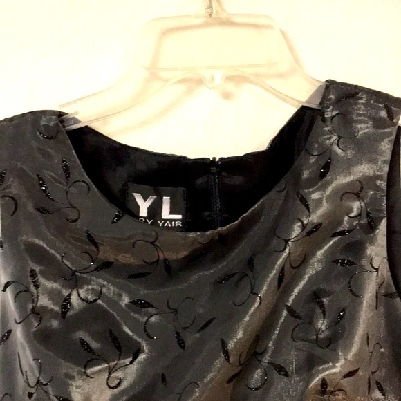 YL by YAIR Sleeveless Formal Cocktail Dress size 8 Gray Shimmer Black Sparkle - Picture 3 of 11